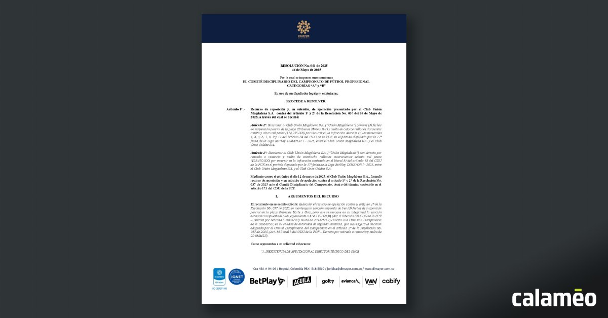 Unión Magdalena Relegated: FCF Guarantees Committee Verdict